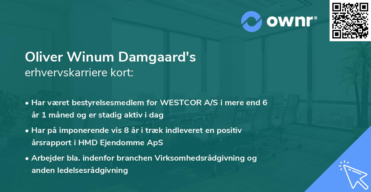 Oliver Winum Damgaard's erhvervskarriere kort