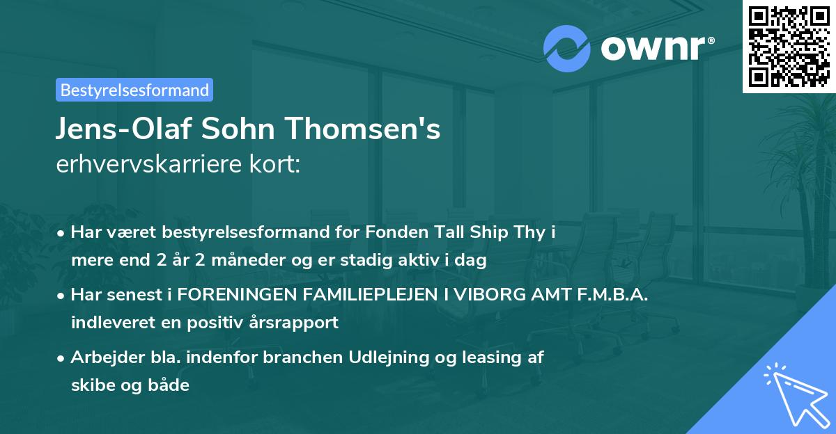 Jens-Olaf Sohn Thomsen's erhvervskarriere kort