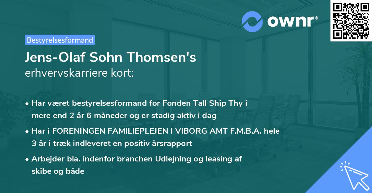 Jens-Olaf Sohn Thomsen's erhvervskarriere kort