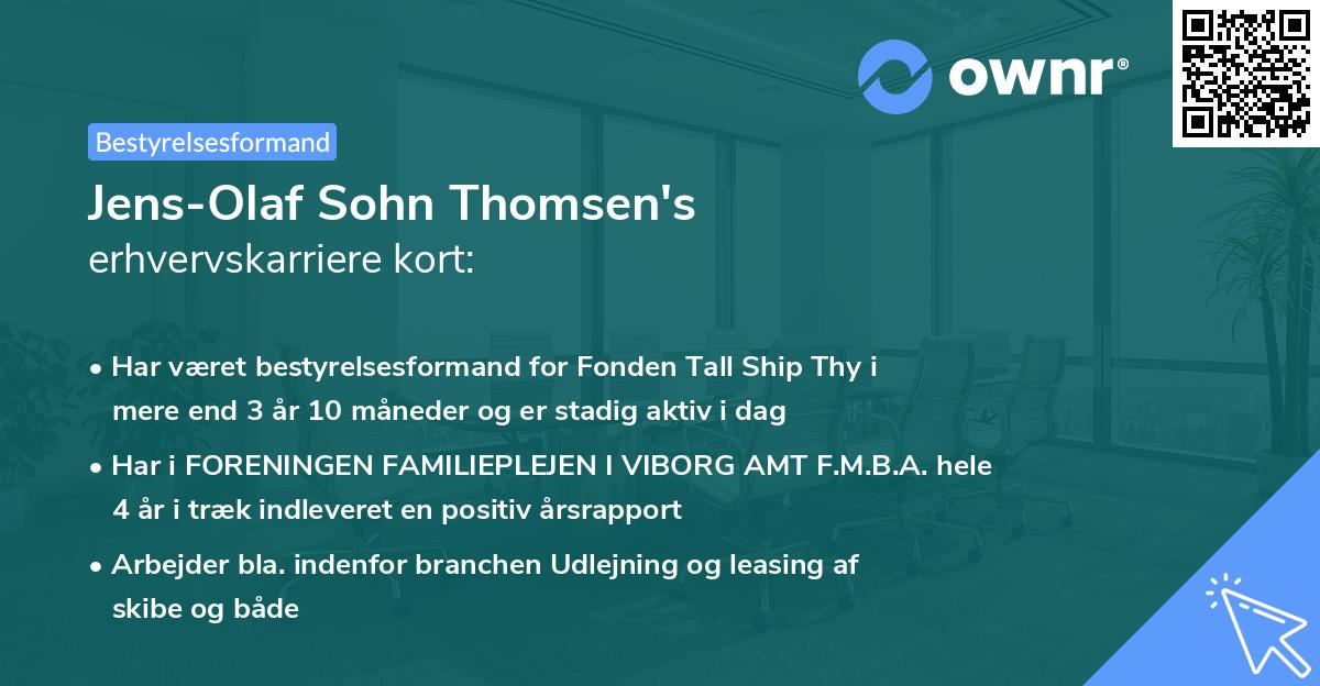 Jens-Olaf Sohn Thomsen's erhvervskarriere kort