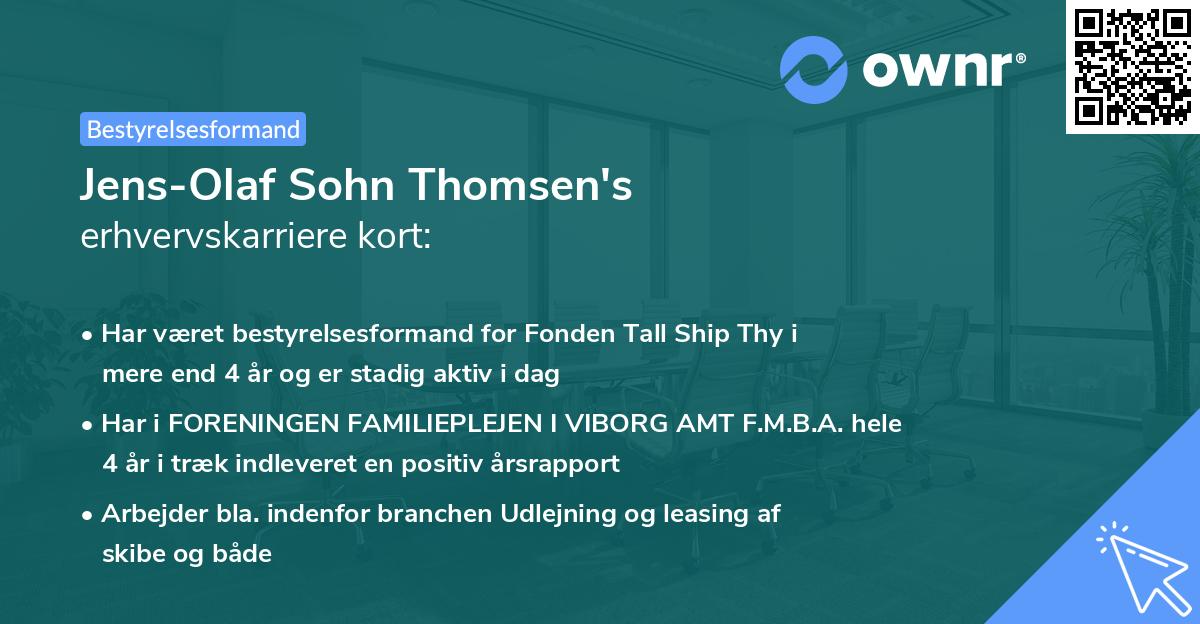 Jens-Olaf Sohn Thomsen's erhvervskarriere kort