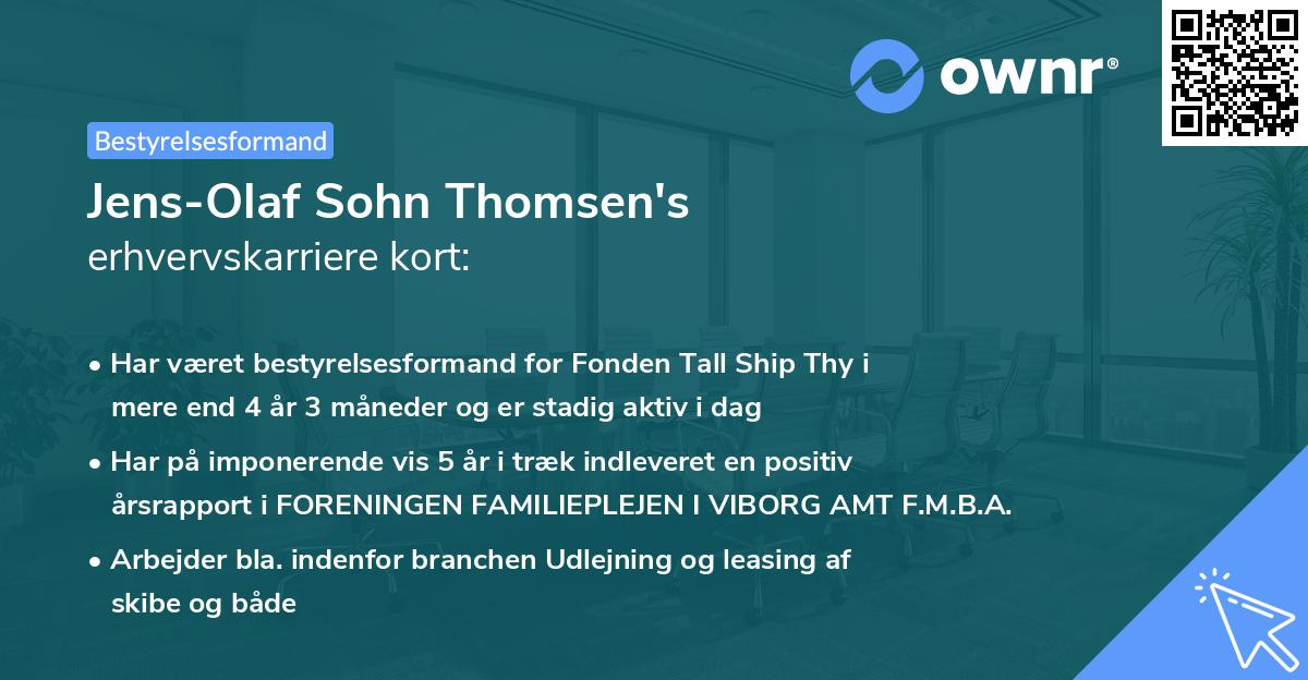 Jens-Olaf Sohn Thomsen's erhvervskarriere kort