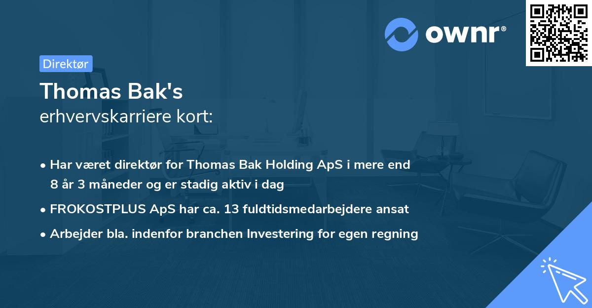 Thomas Bak's erhvervskarriere kort