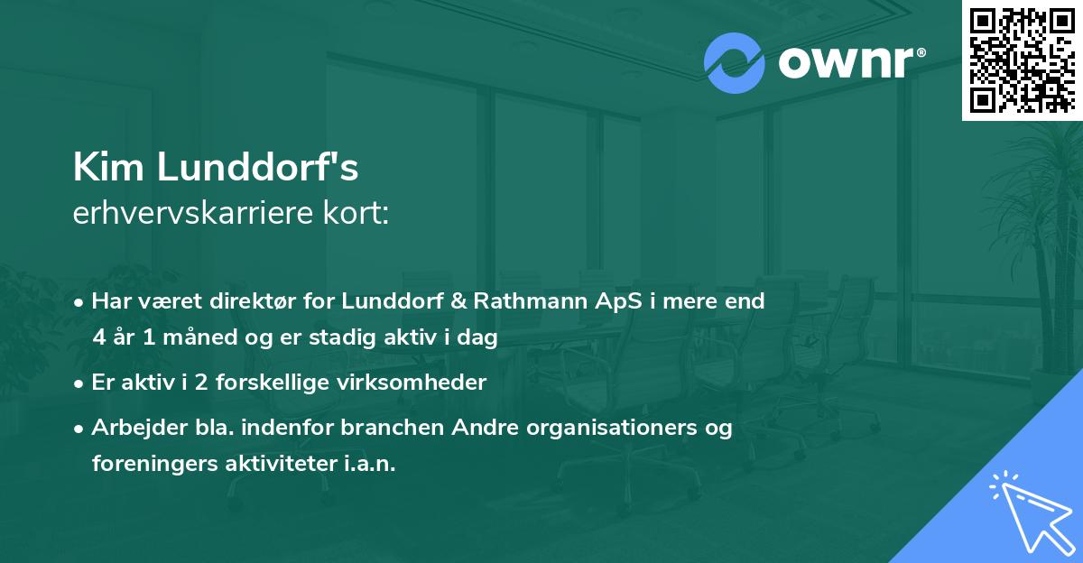 Kim Lunddorf's erhvervskarriere kort
