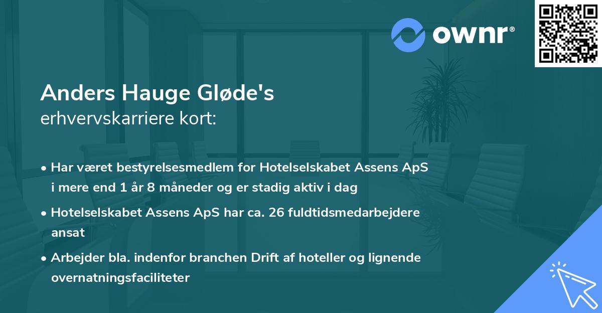 Anders Hauge Gløde's erhvervskarriere kort