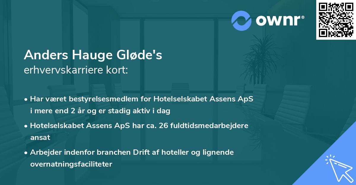 Anders Hauge Gløde's erhvervskarriere kort
