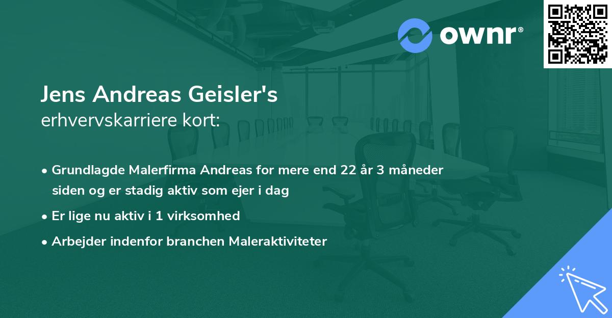 Jens Andreas Geisler's erhvervskarriere kort