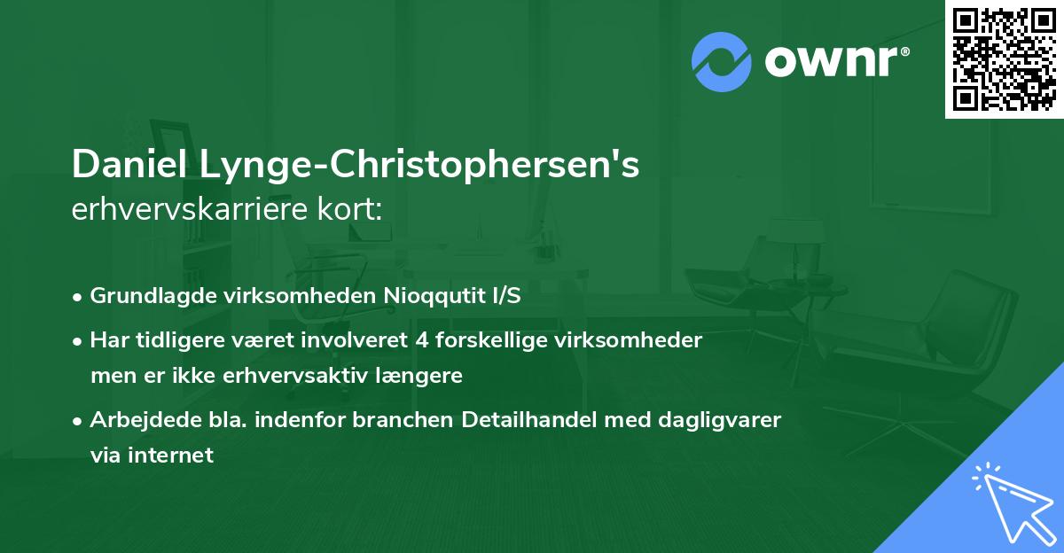 Daniel Lynge-Christophersen's erhvervskarriere kort