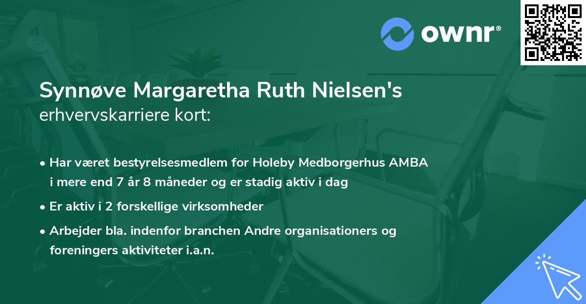 Synnøve Margaretha Ruth Nielsen's erhvervskarriere kort