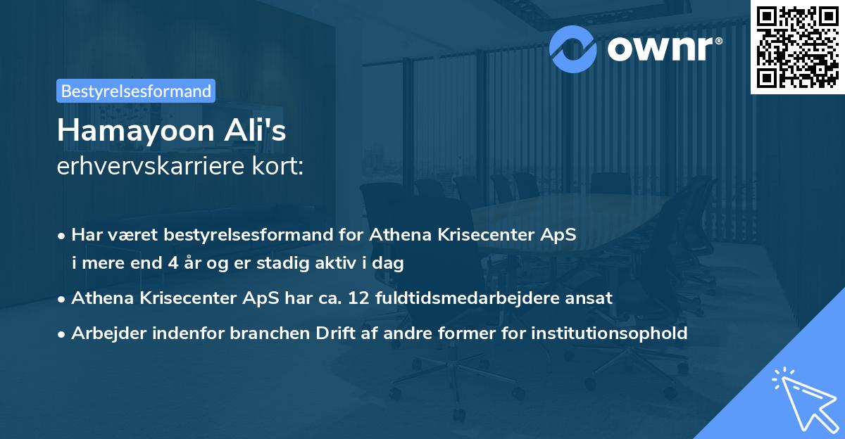 Hamayoon Ali's erhvervskarriere kort