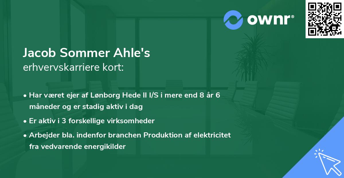 Jacob Sommer Ahle's erhvervskarriere kort