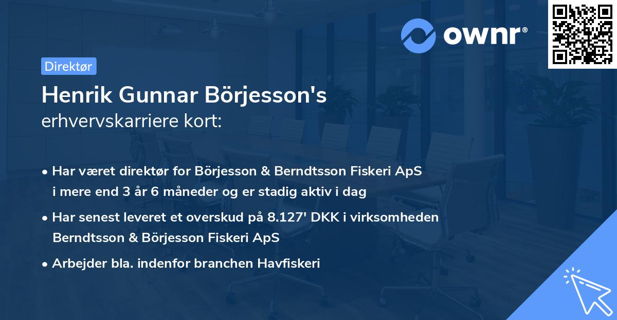 Henrik Gunnar Börjesson's erhvervskarriere kort