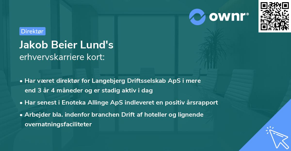 Jakob Beier Lund's erhvervskarriere kort