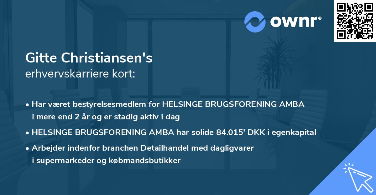 Gitte Christiansen's erhvervskarriere kort
