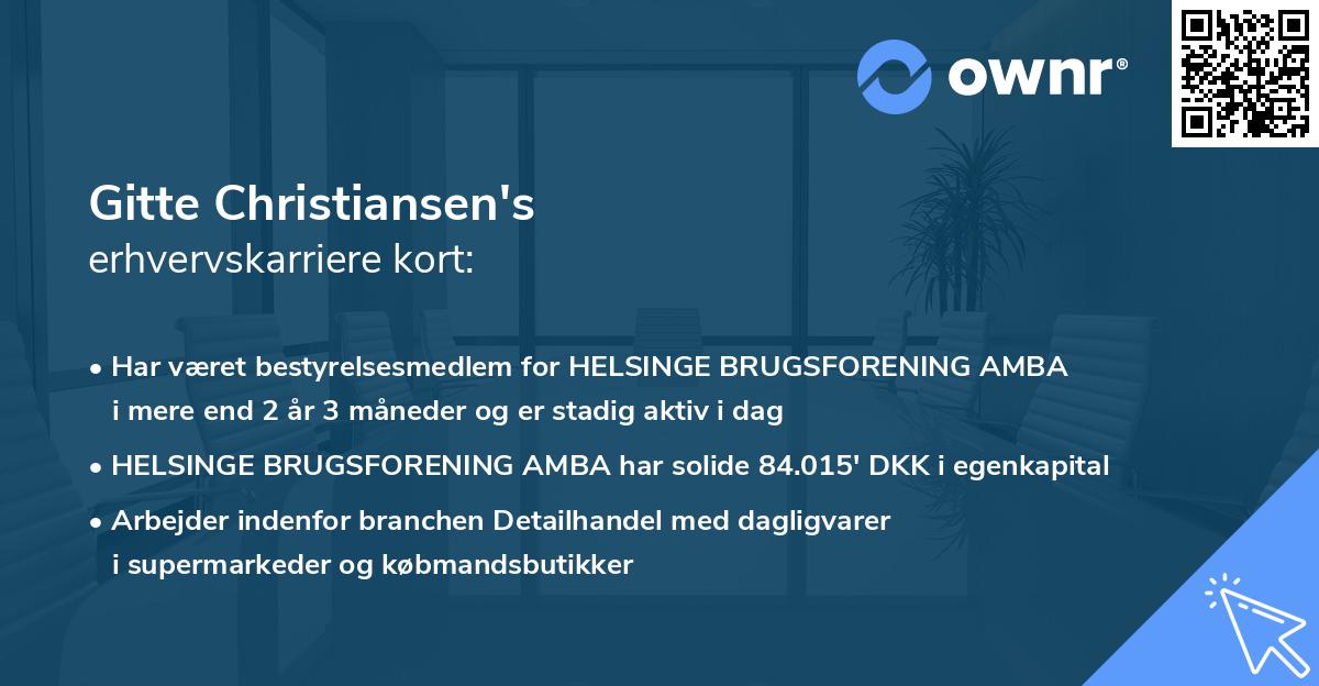 Gitte Christiansen's erhvervskarriere kort