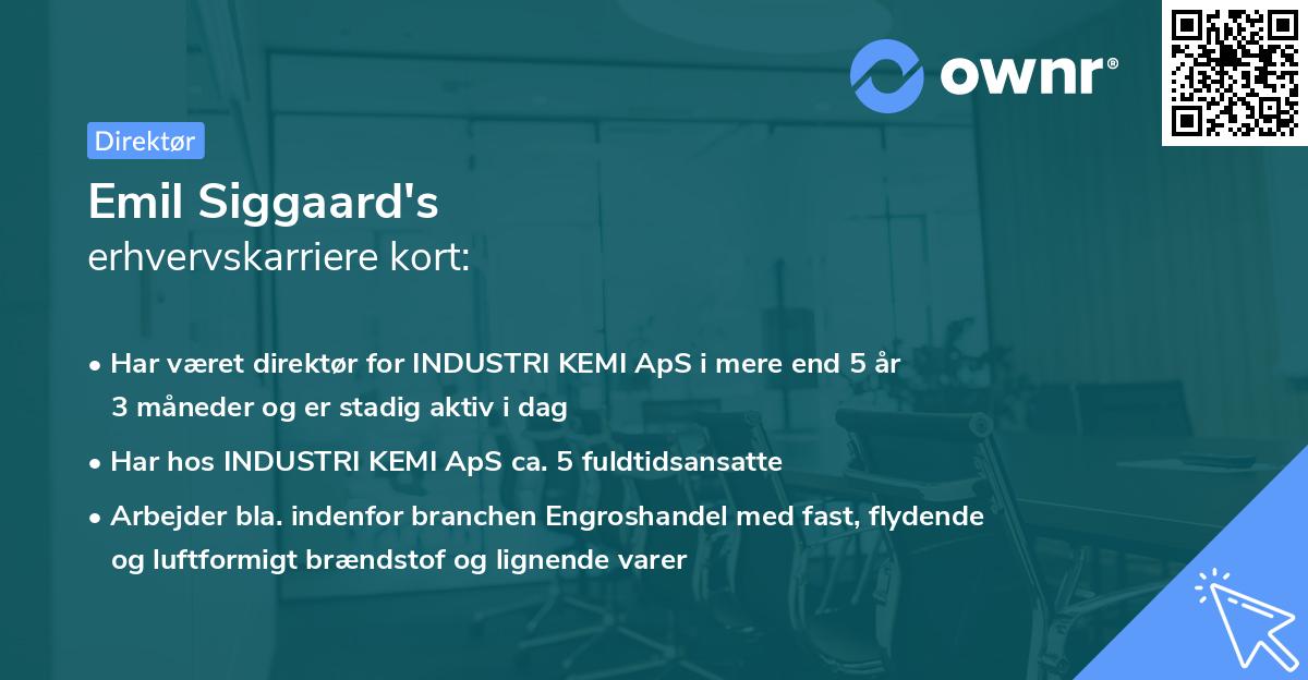 Emil Siggaard's erhvervskarriere kort
