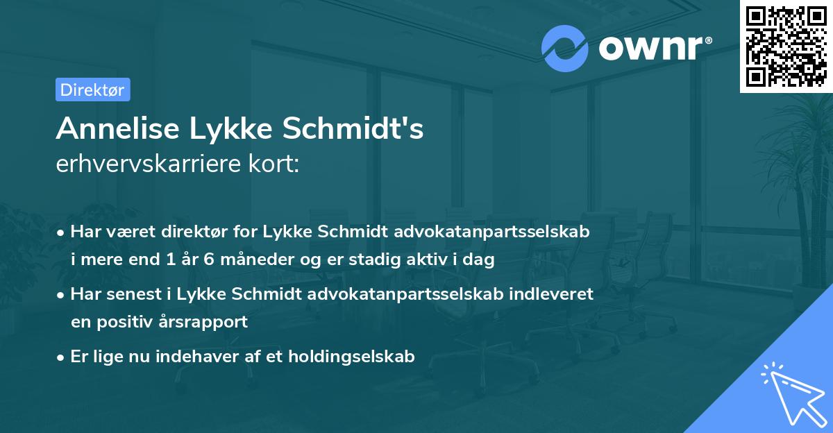 Annelise Lykke Schmidt's erhvervskarriere kort