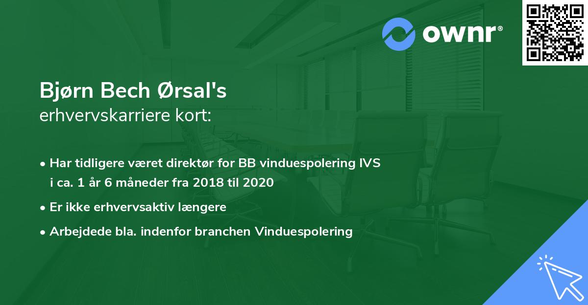 Bjørn Bech Ørsal's erhvervskarriere kort