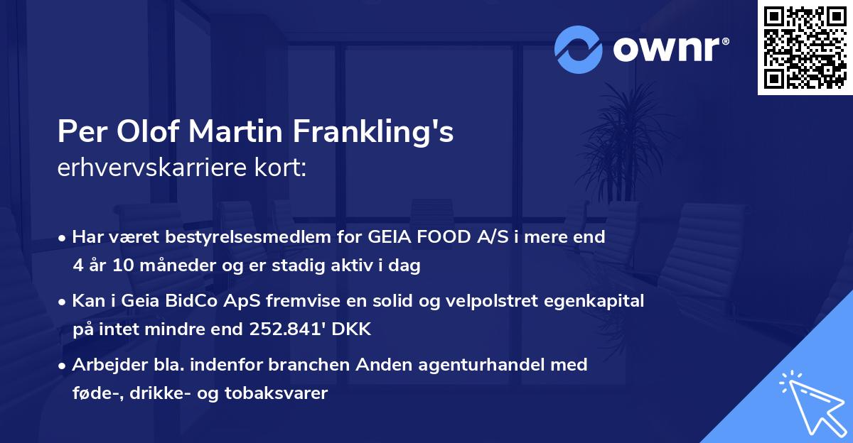 Per Olof Martin Frankling's erhvervskarriere kort