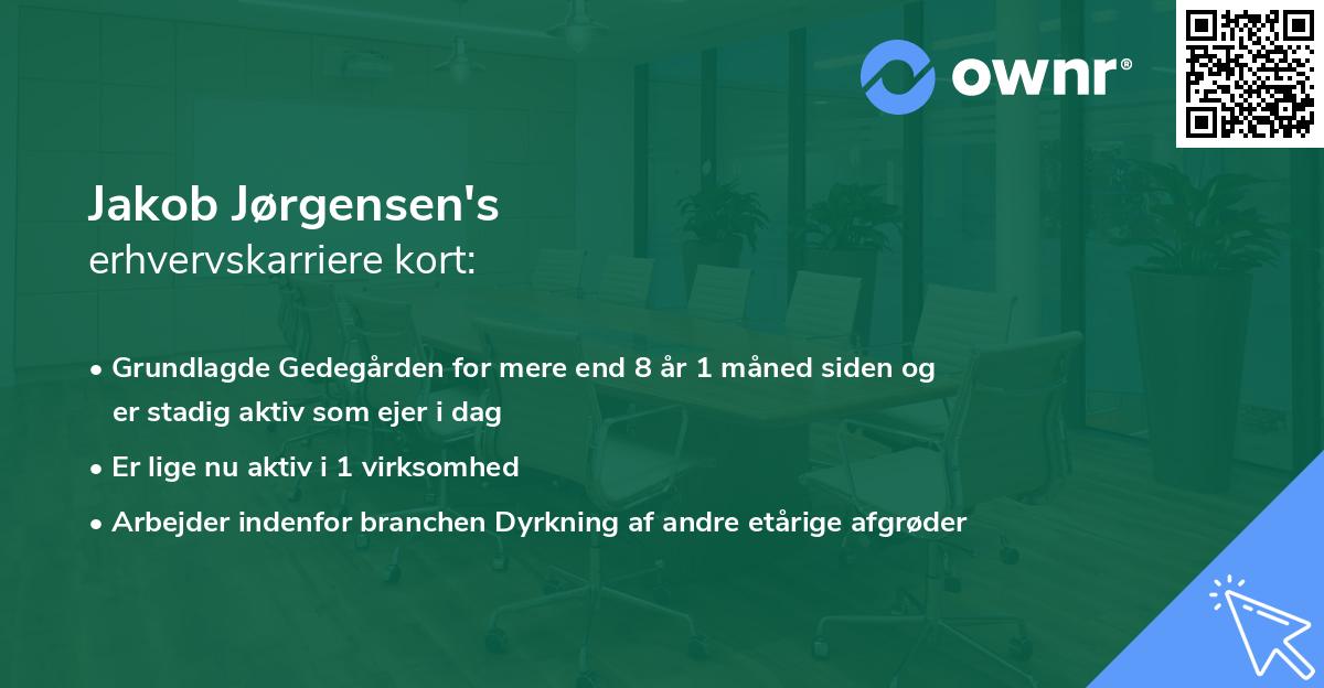 Jakob Jørgensen's erhvervskarriere kort