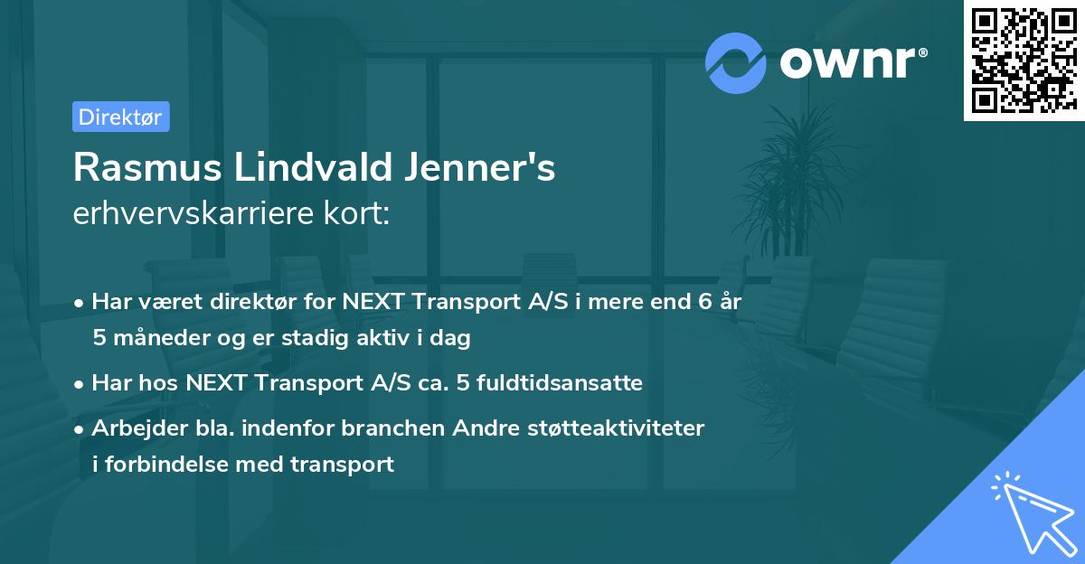 Rasmus Lindvald Jenner's erhvervskarriere kort