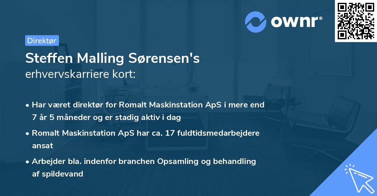 Steffen Malling Sørensen's erhvervskarriere kort