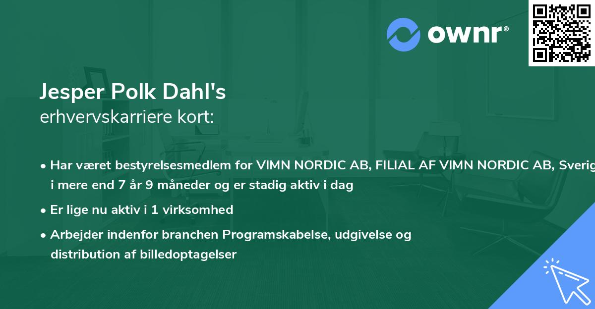 Jesper Polk Dahl's erhvervskarriere kort