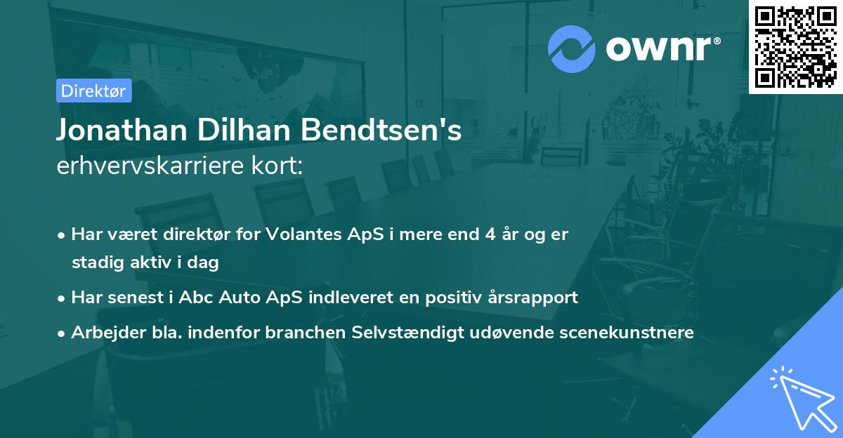 Jonathan Dilhan Bendtsen's erhvervskarriere kort