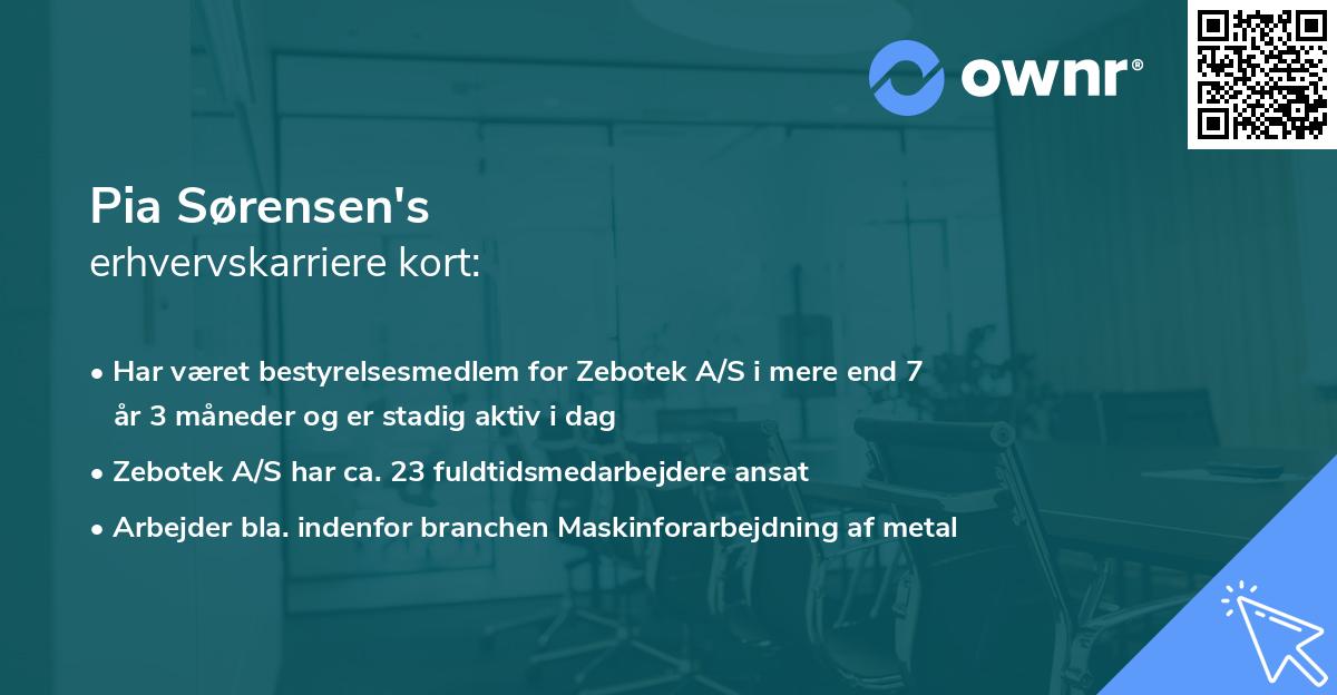 Pia Sørensen's erhvervskarriere kort
