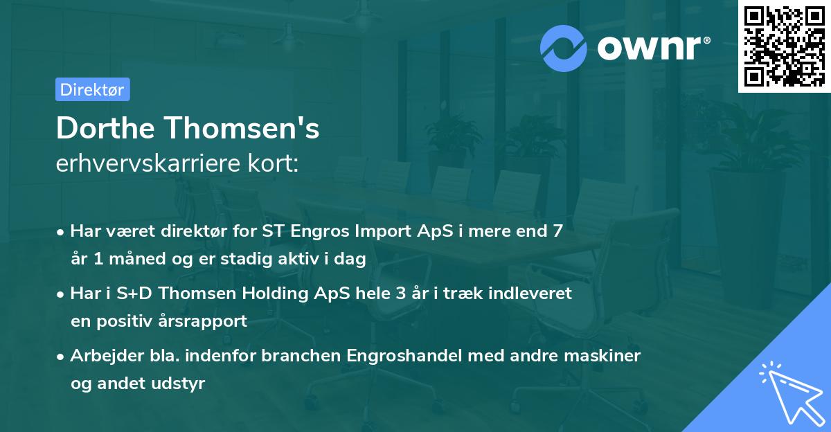 Dorthe Thomsen's erhvervskarriere kort