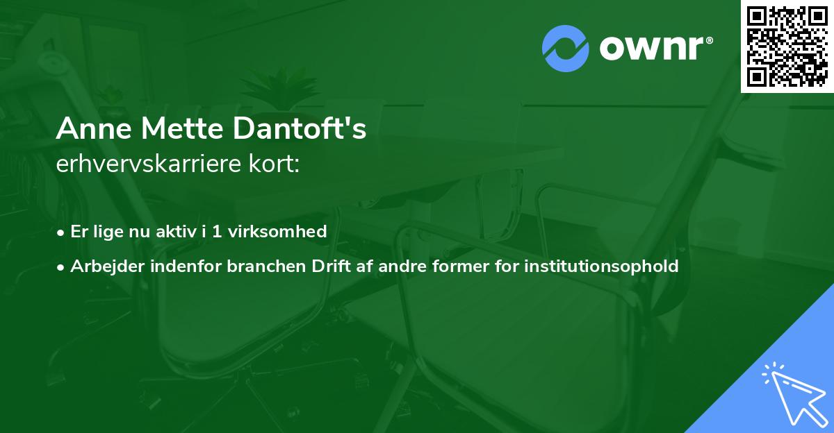 Anne Mette Dantoft's erhvervskarriere kort