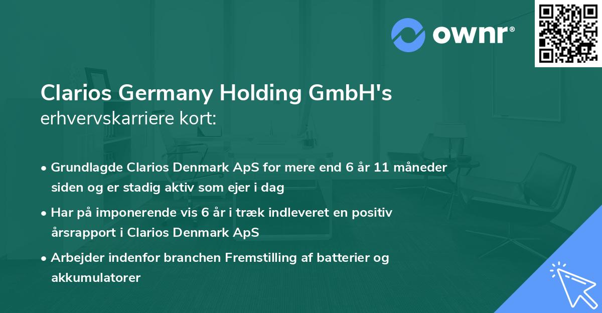 Clarios Germany Holding GmbH's erhvervskarriere kort