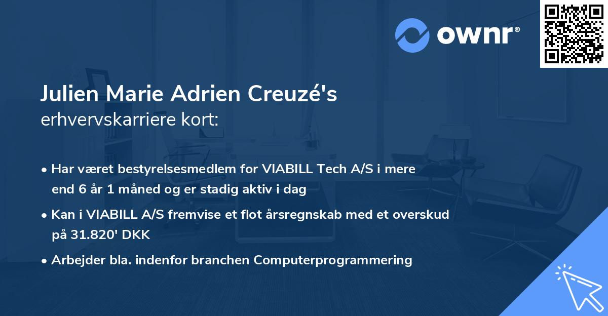 Julien Marie Adrien Creuzé's erhvervskarriere kort