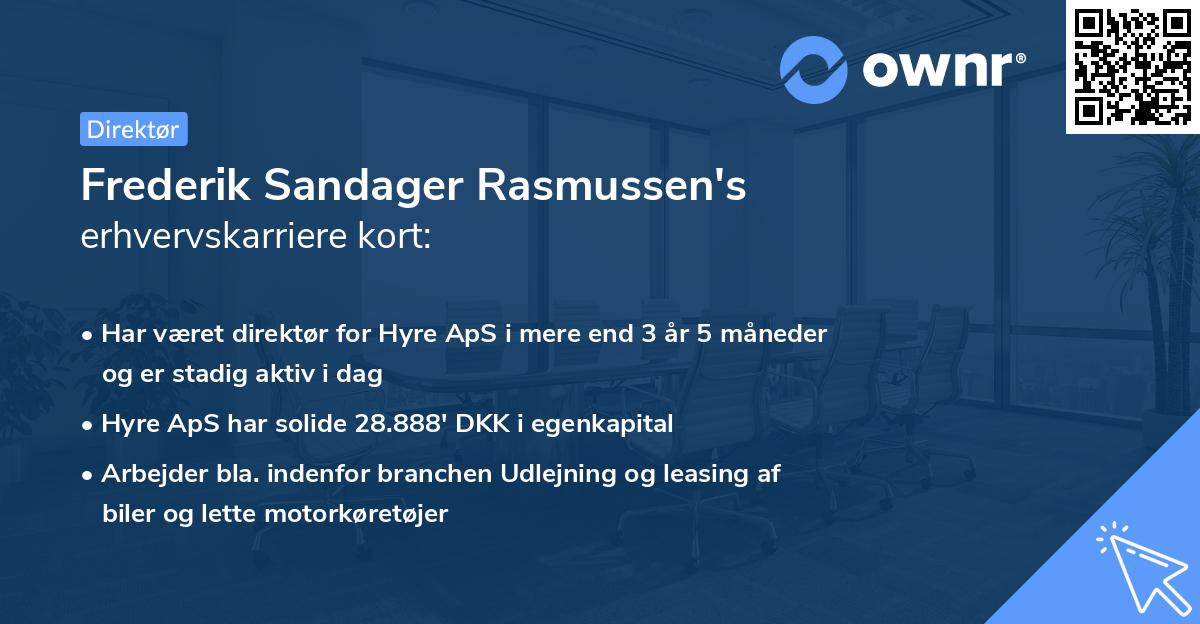 Frederik Sandager Rasmussen's erhvervskarriere kort