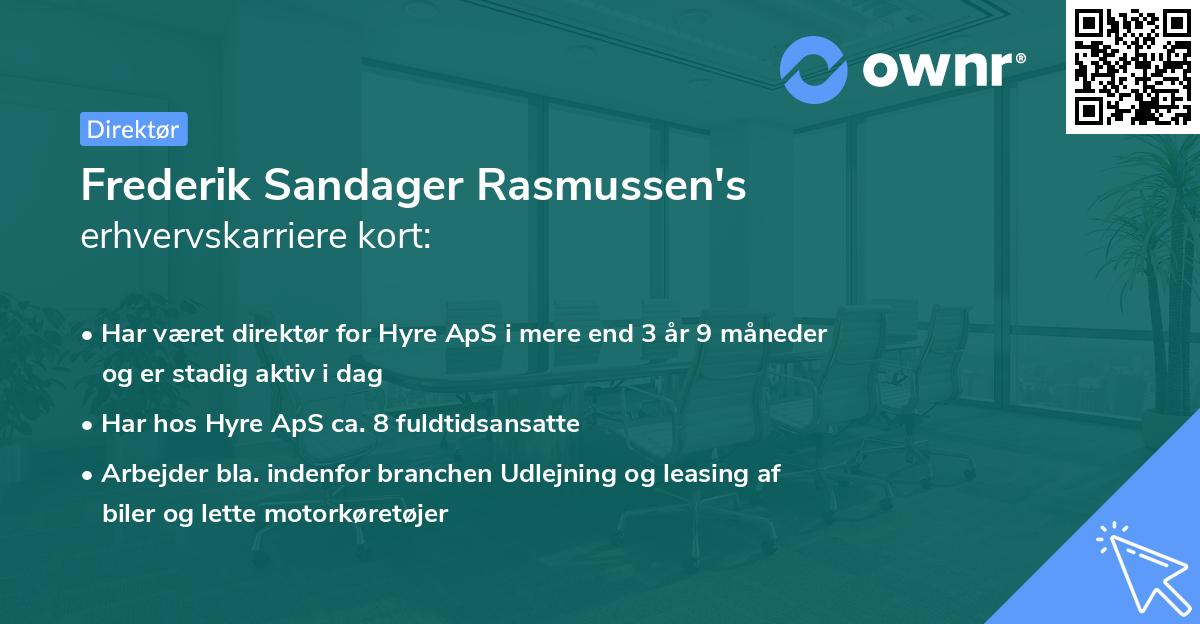 Frederik Sandager Rasmussen's erhvervskarriere kort