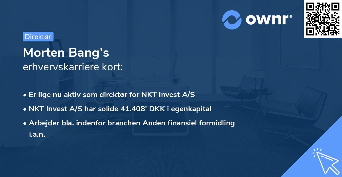 Morten Bang's erhvervskarriere kort