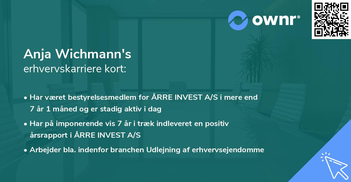 Anja Wichmann's erhvervskarriere kort