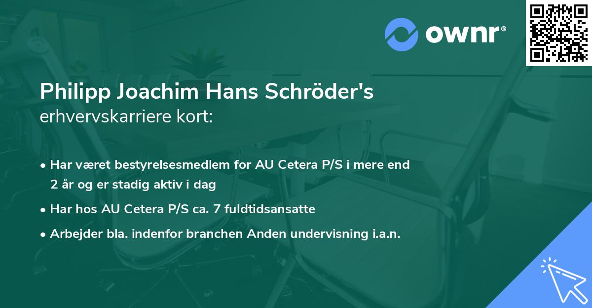 Philipp Joachim Hans Schröder's erhvervskarriere kort