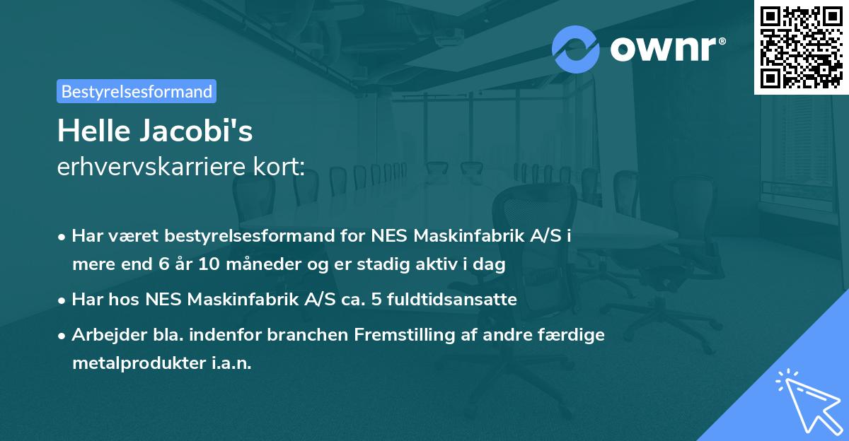 Helle Jacobi's erhvervskarriere kort