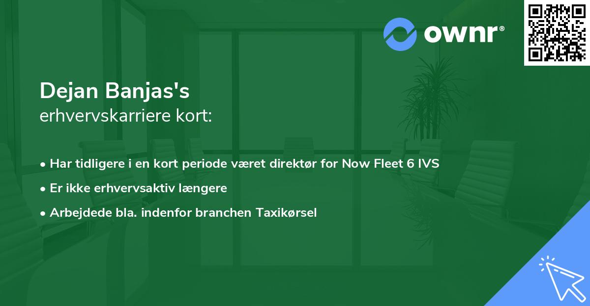 Dejan Banjas's erhvervskarriere kort