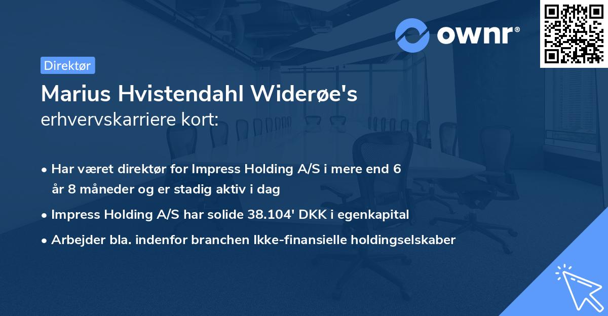 Marius Hvistendahl Widerøe's erhvervskarriere kort