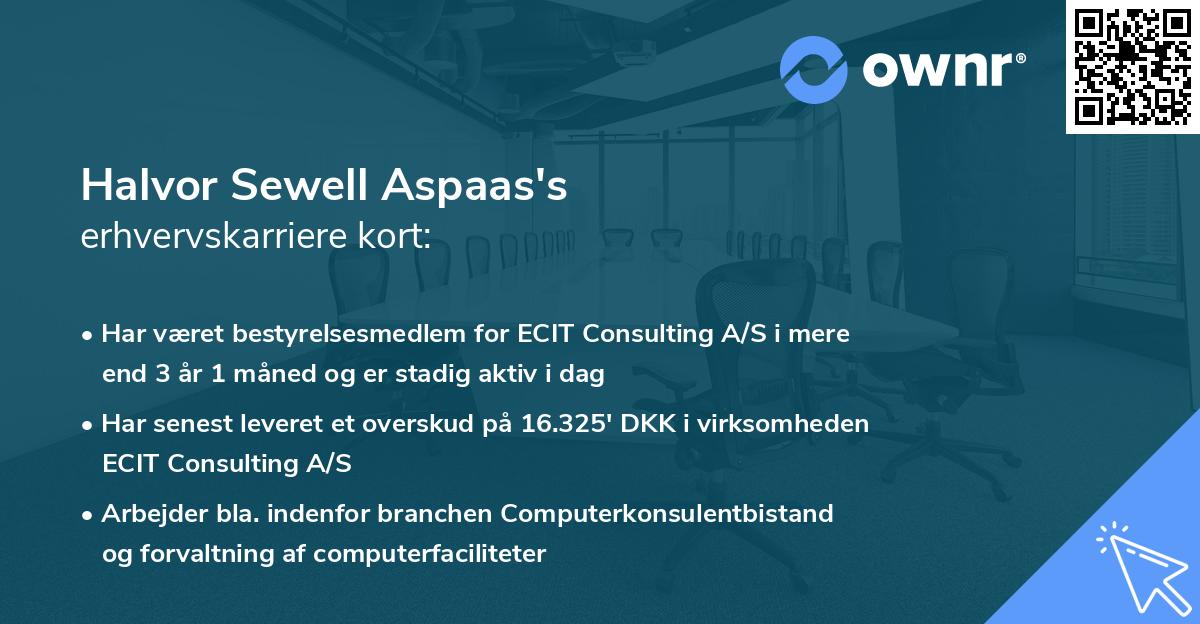 Halvor Sewell Aspaas's erhvervskarriere kort