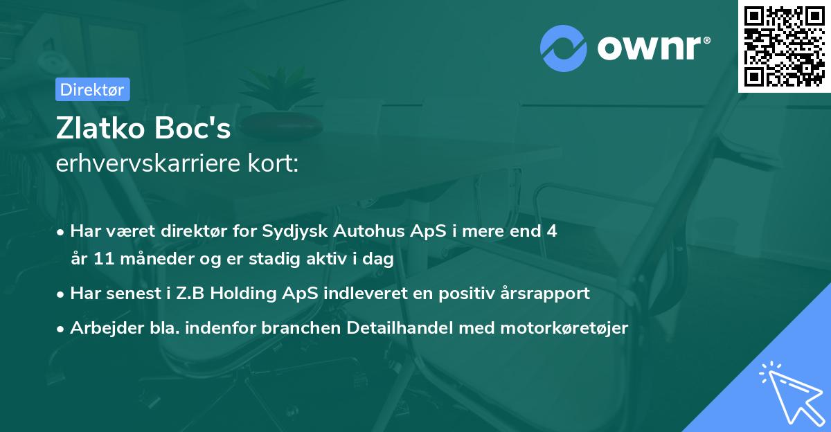 Zlatko Boc's erhvervskarriere kort