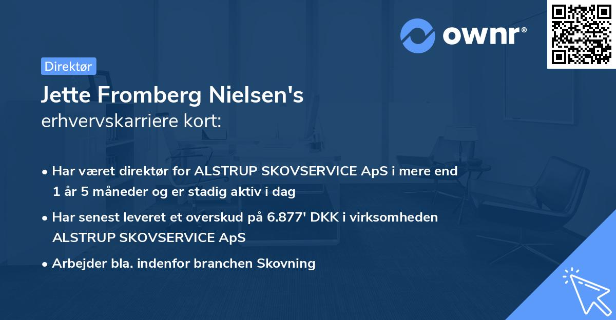 Jette Fromberg Nielsen's erhvervskarriere kort