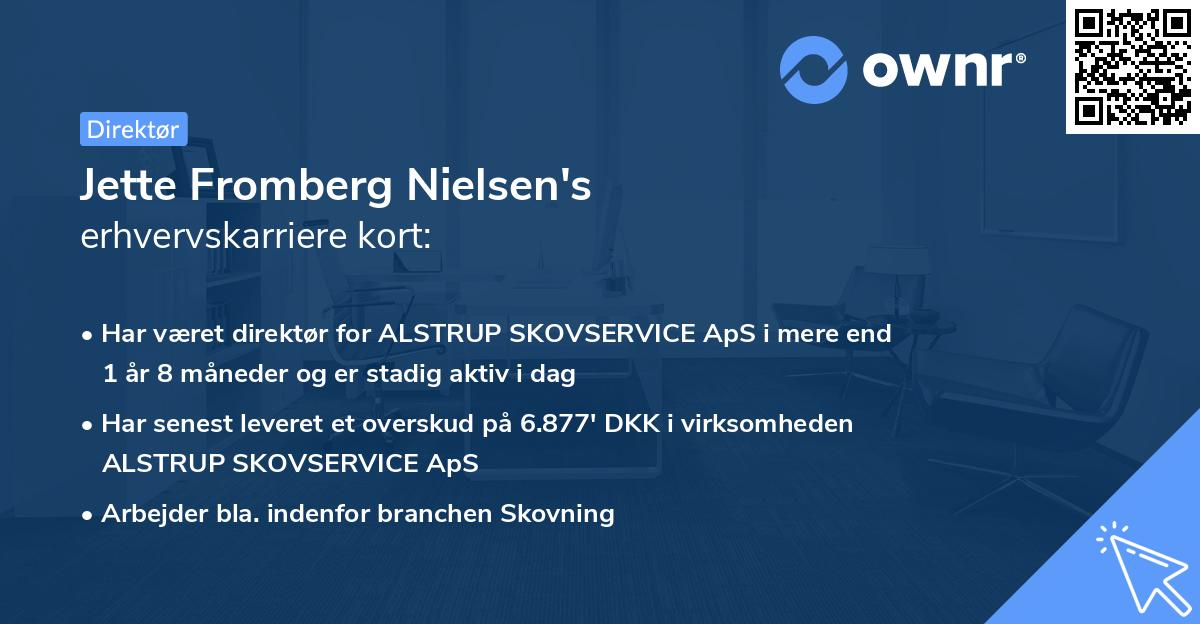 Jette Fromberg Nielsen's erhvervskarriere kort