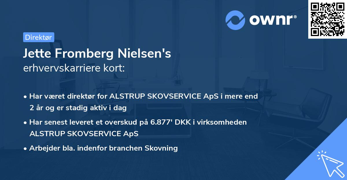 Jette Fromberg Nielsen's erhvervskarriere kort
