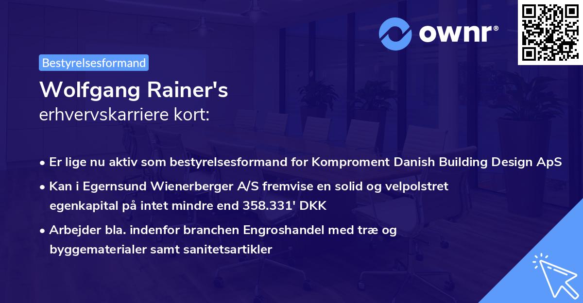 Wolfgang Rainer's erhvervskarriere kort