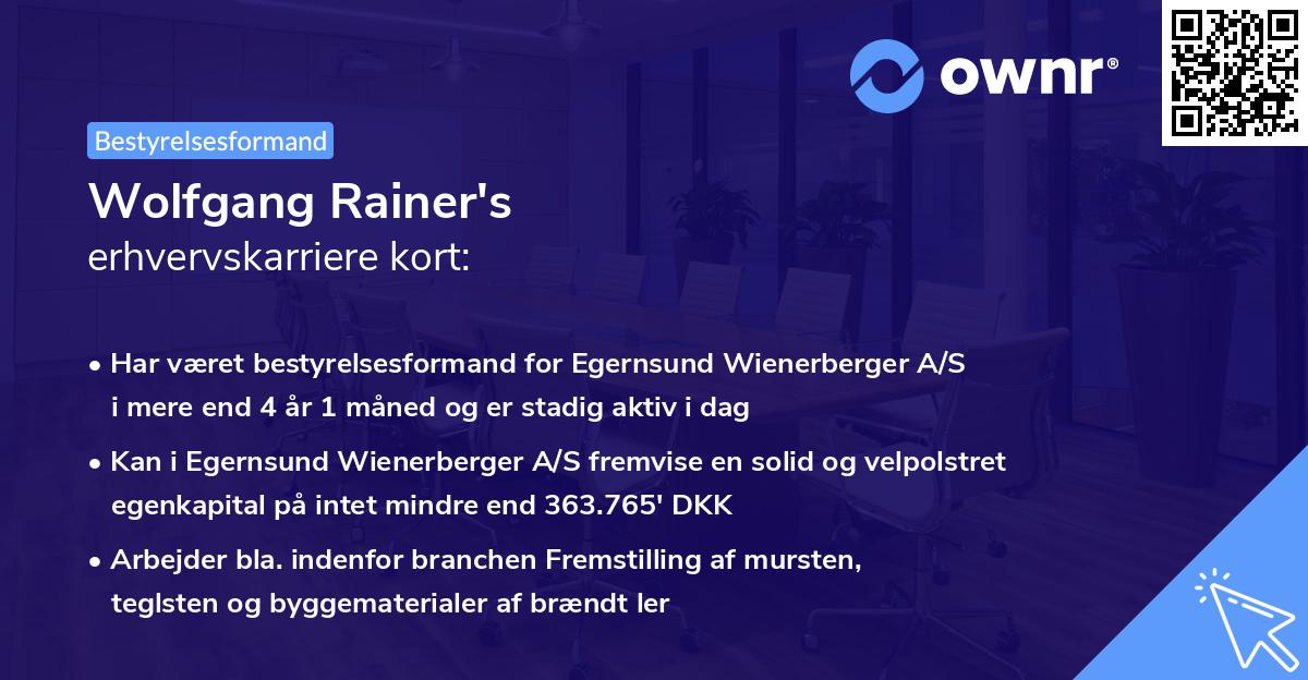 Wolfgang Rainer's erhvervskarriere kort