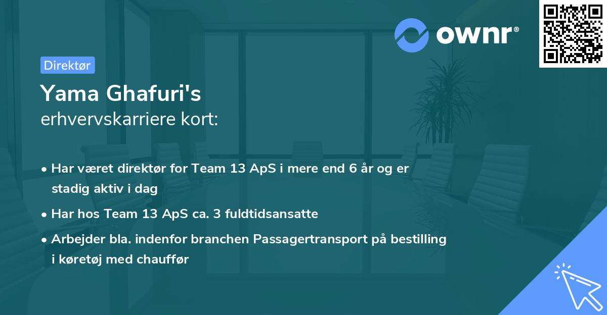 Yama Ghafuri's erhvervskarriere kort