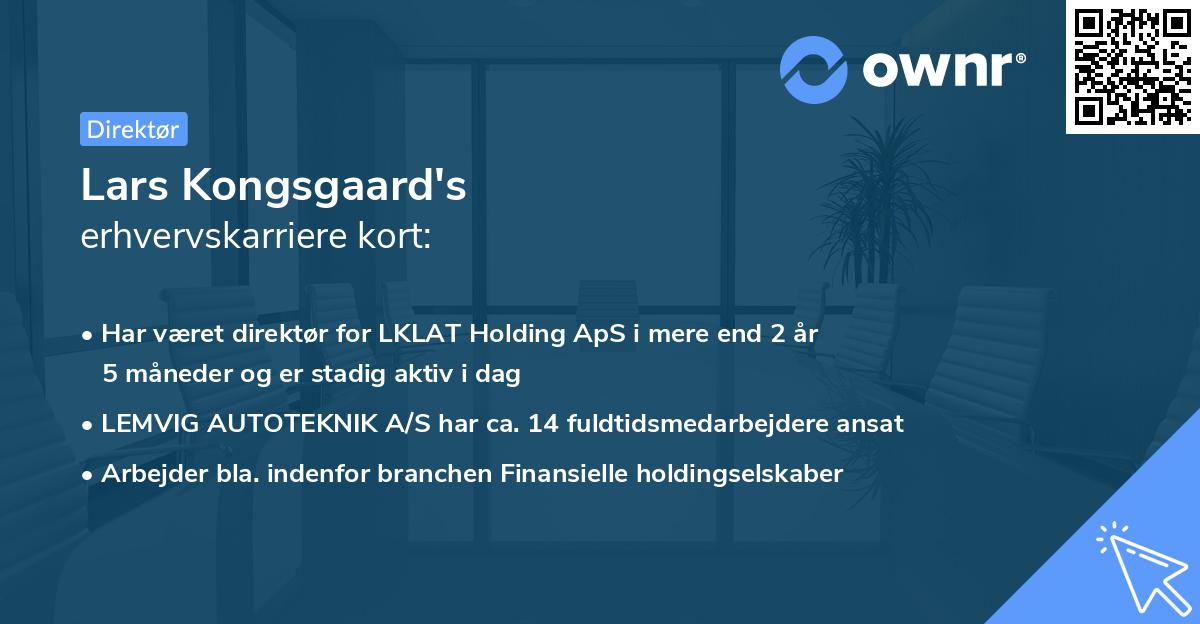 Lars Kongsgaard's erhvervskarriere kort